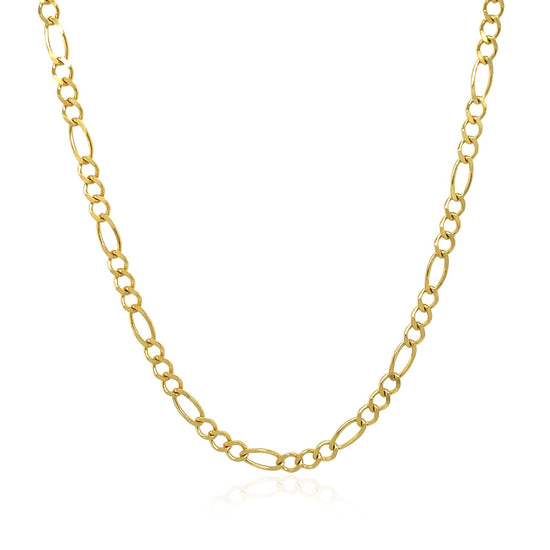 3.0mm 10k Yellow Gold Solid Figaro Chain