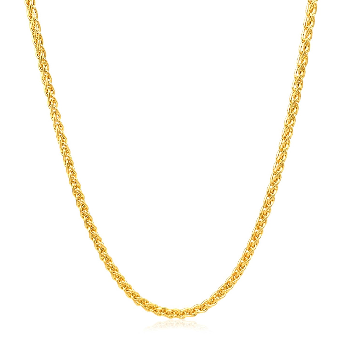 2.1mm 14k Yellow Gold Round Wheat Chain