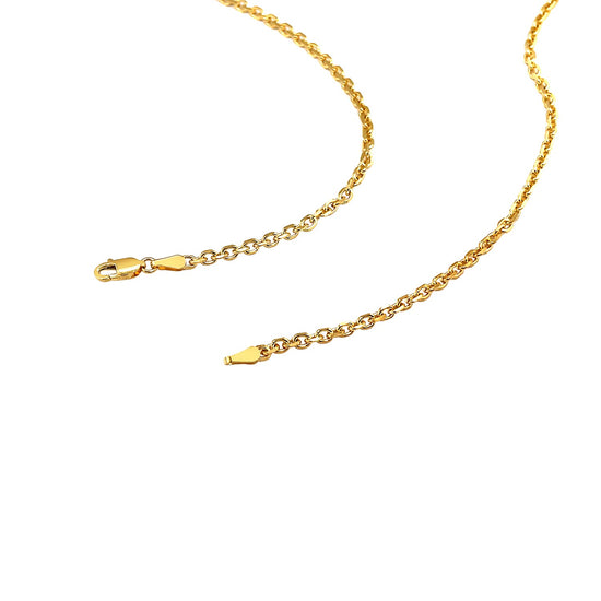 2.6mm 14k Yellow Gold Diamond Cut Cable Link Chain