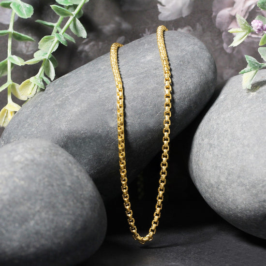 2.4mm 14k Yellow Gold Round Box Chain