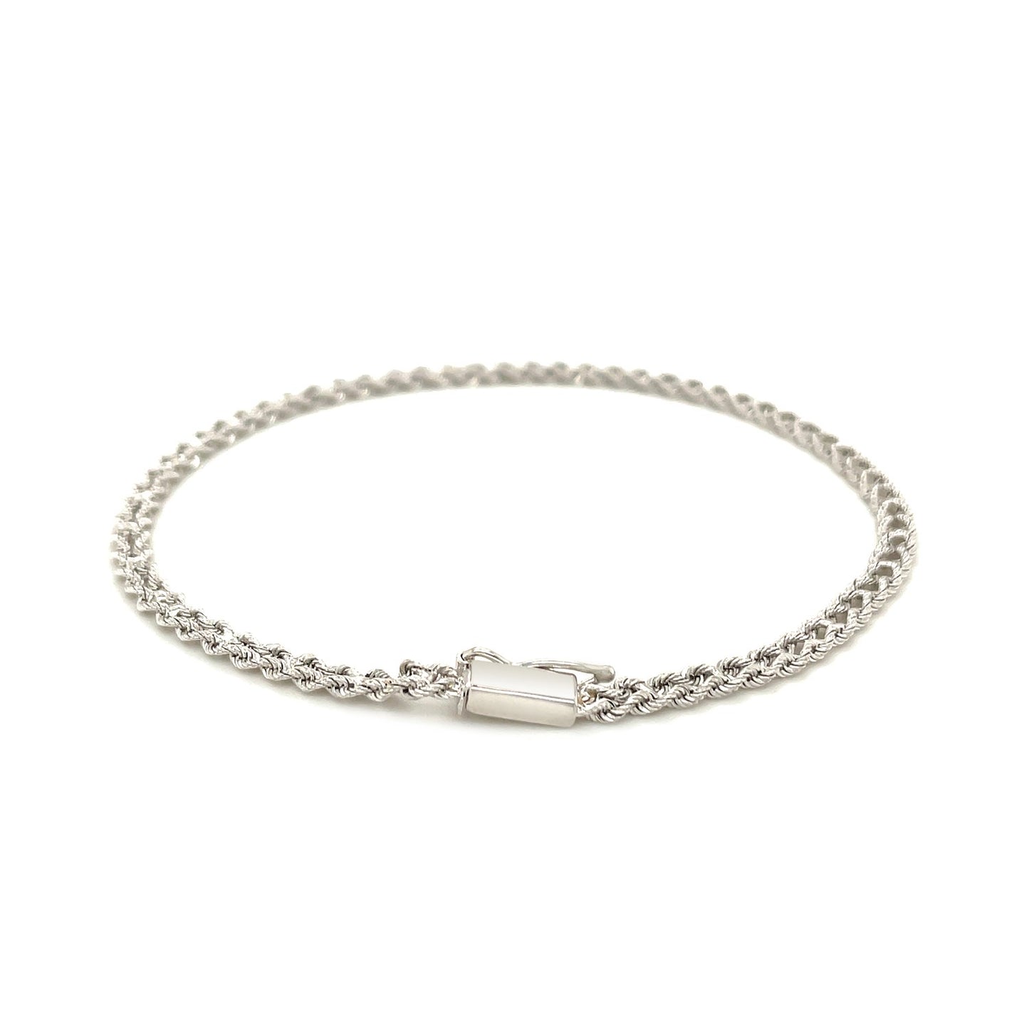 3.0 mm 14k White Gold Two Row Rope Bracelet