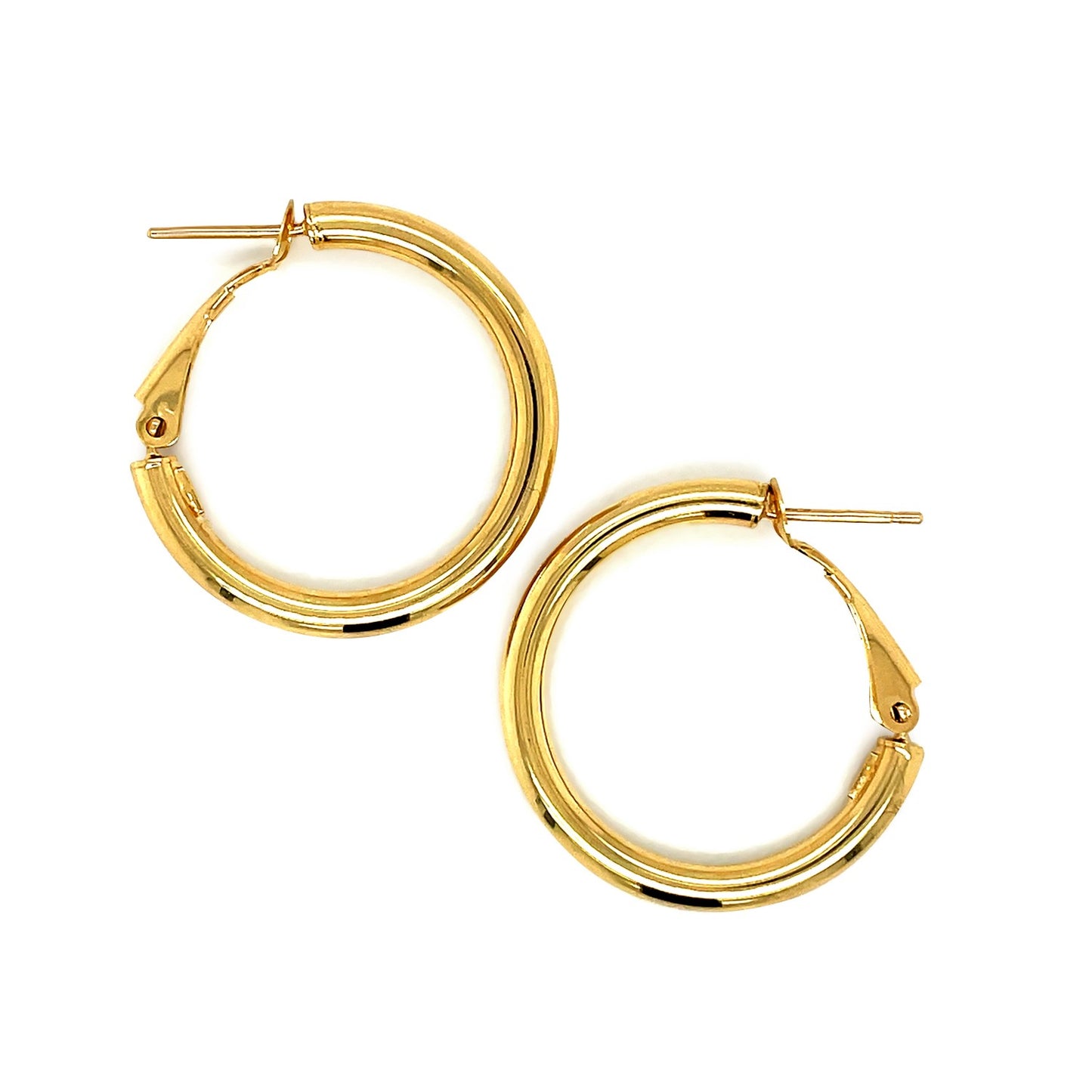 14k Yellow Gold High Polish  Hoop Earrings (0.78 inch Diameter)