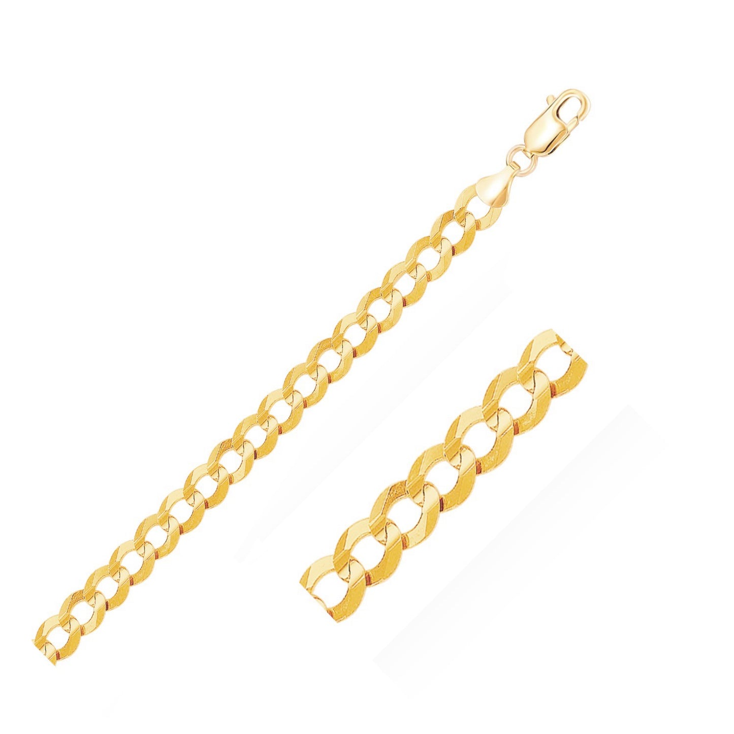 8.2mm 14k Yellow Gold Solid Curb Bracelet