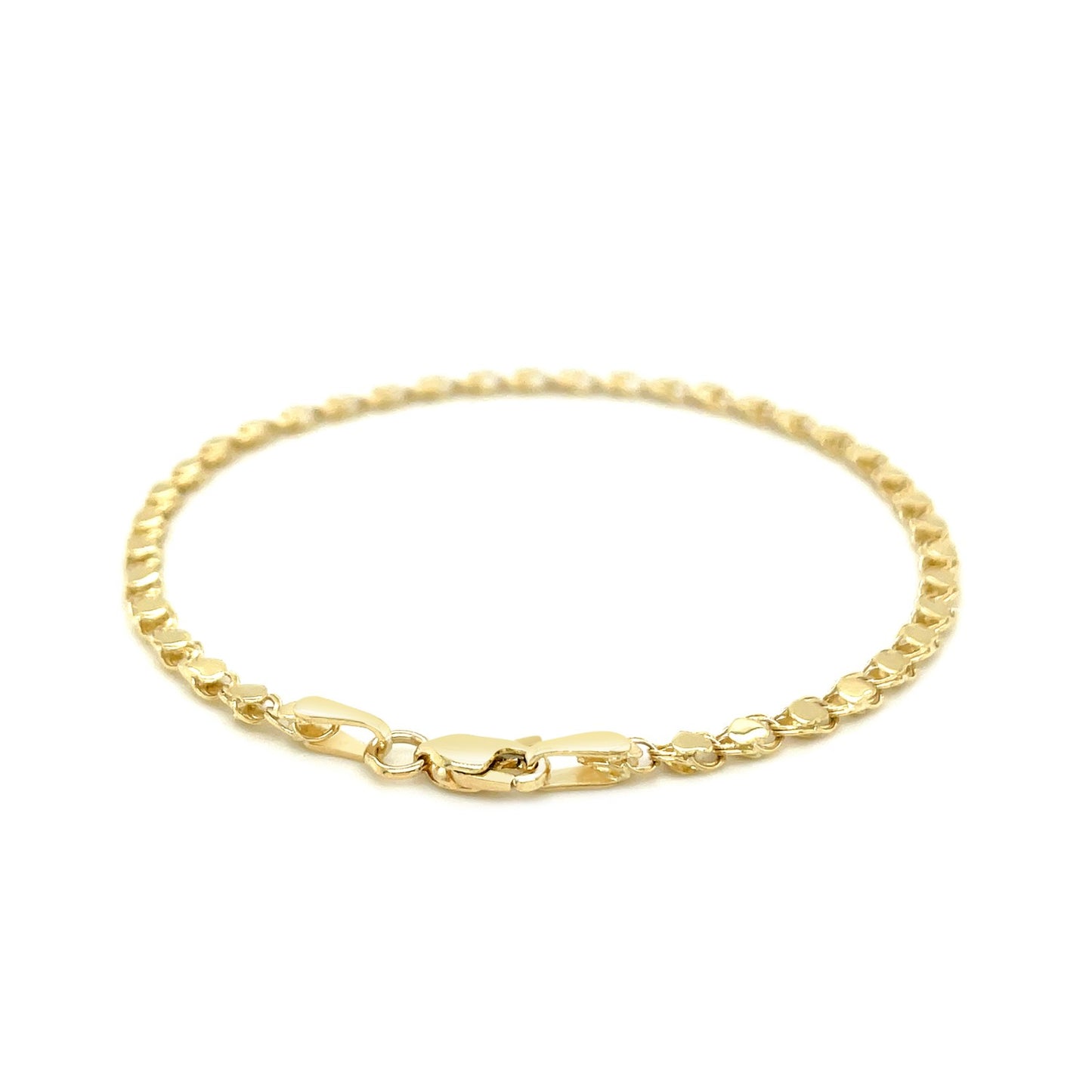 2.9mm 14k Yellow Gold Heart Bracelet