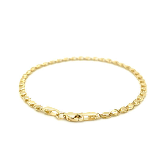 2.9mm 14k Yellow Gold Heart Bracelet