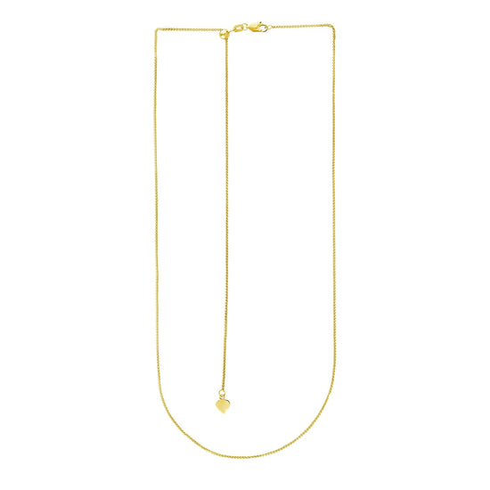 14k Yellow Gold Adjustable Wheat Chain 1.0mm