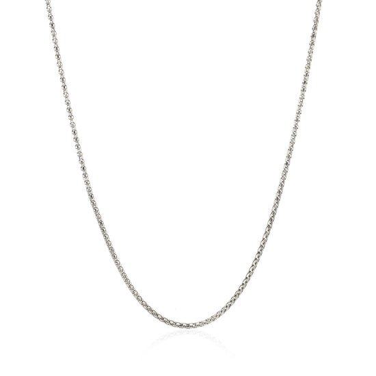 14k White Gold Adjustable Popcorn Chain 1.3mm