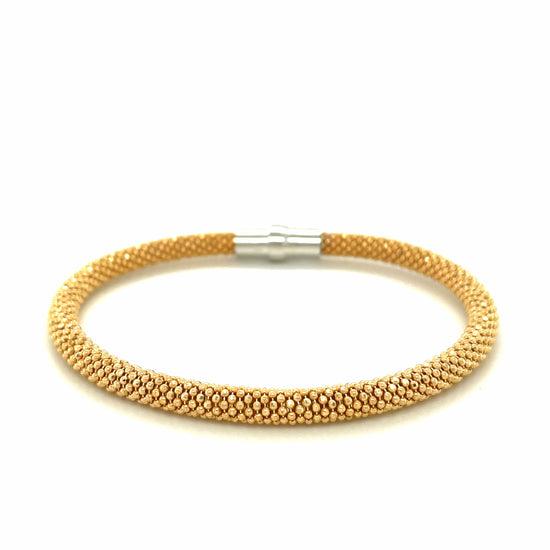 Sterling Silver Rhodium Plated Yellow Gold Plated Popcorn Motif Bangle