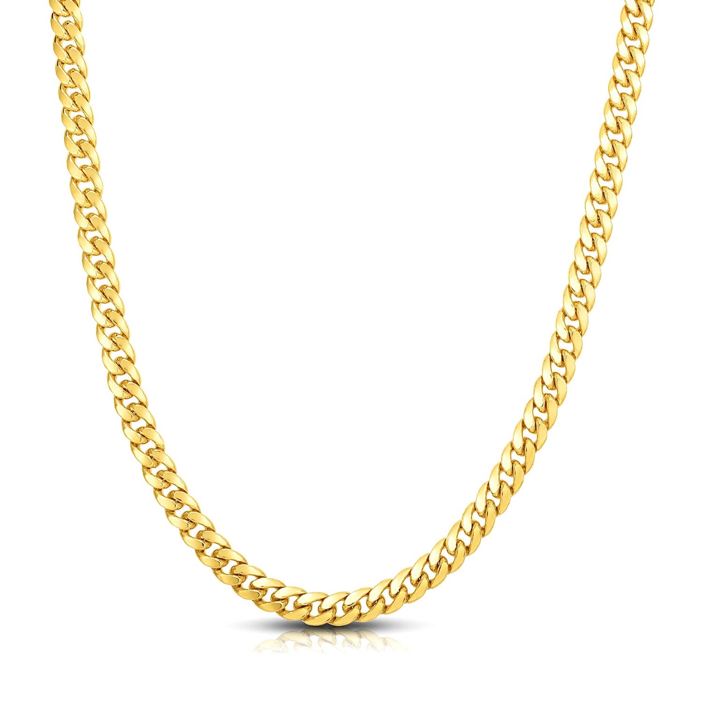 7.0mm 14k Yellow Gold Classic Miami Cuban Solid Chain