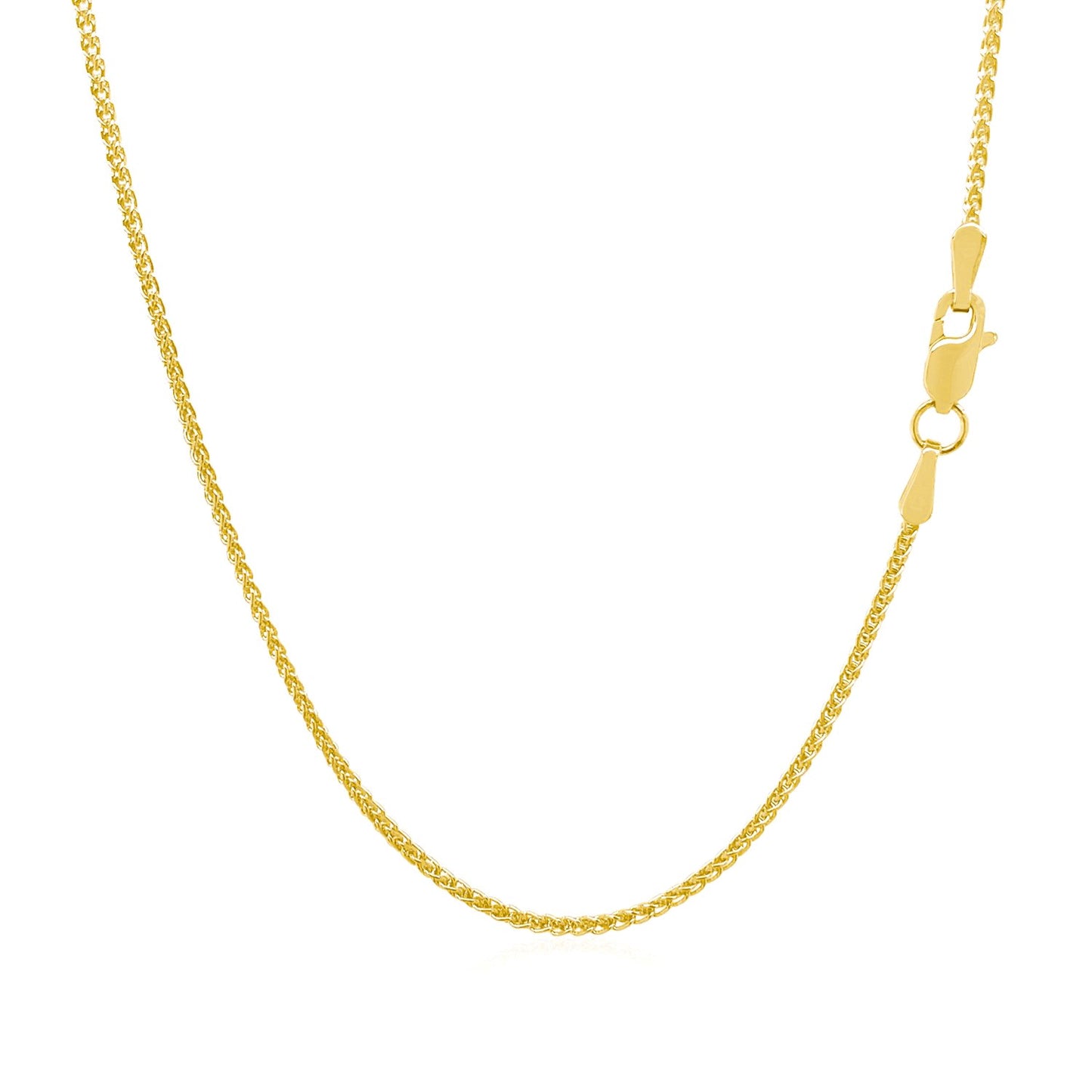 14k Yellow Gold Diamond Cut Round Wheat Chain 1.1mm