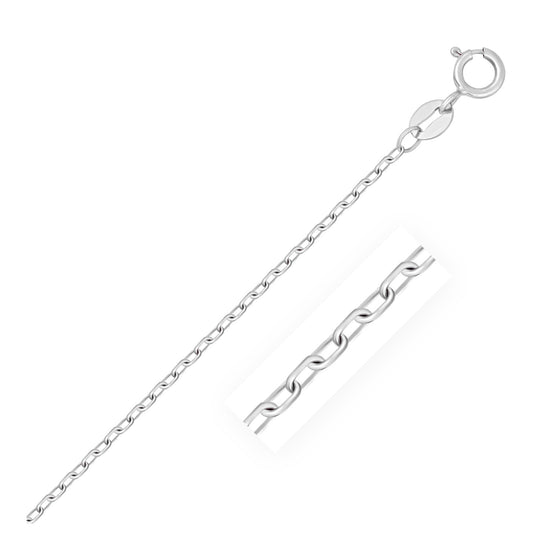 14k White Gold Faceted Cable Link Chain 1.3mm