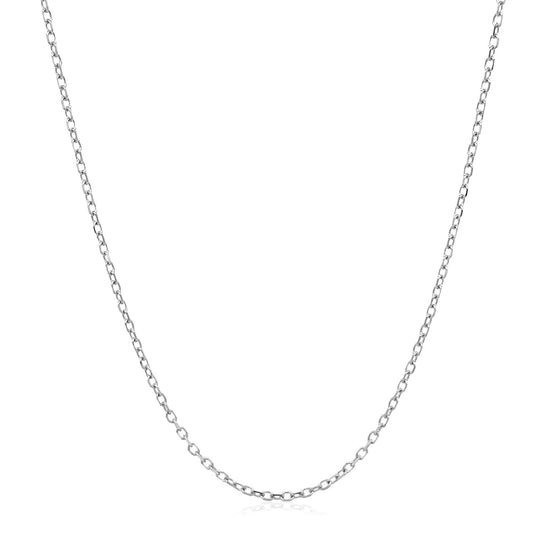 14k White Gold Faceted Cable Link Chain 1.3mm