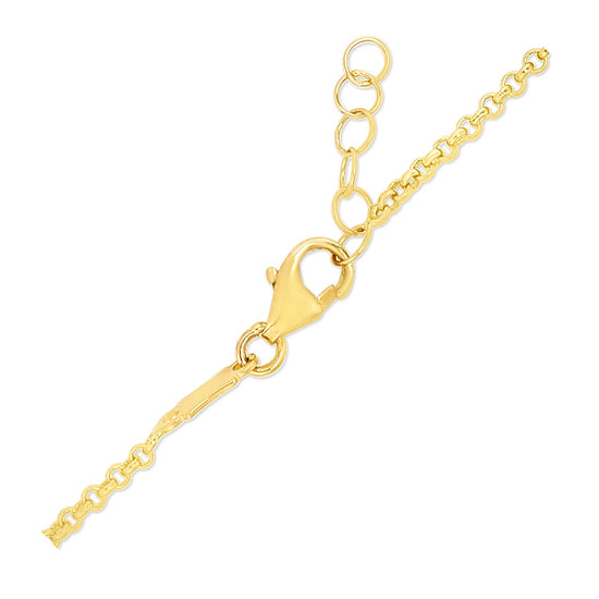 14k Yellow Gold Childrens Bracelet with Bar and Enameled Turtle