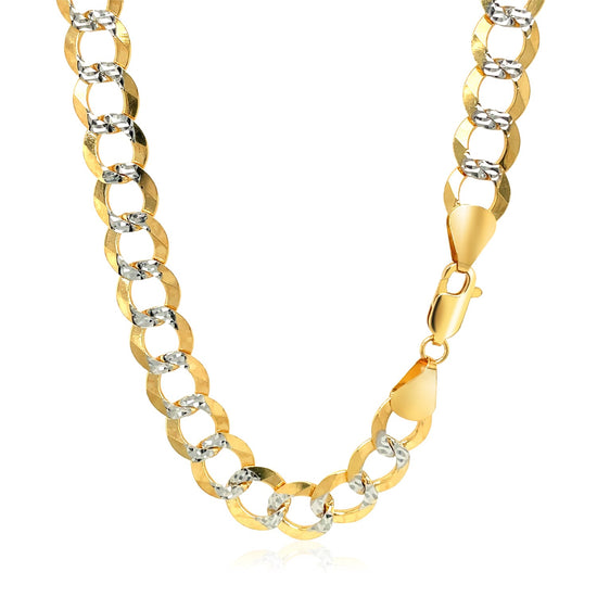 8.2 mm 14k Two Tone Gold Pave Curb Chain