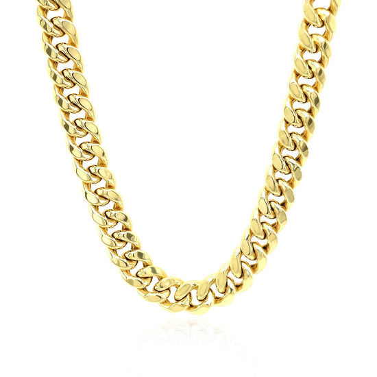 7.5mm 14k Yellow Gold Semi Solid Miami Cuban Chain