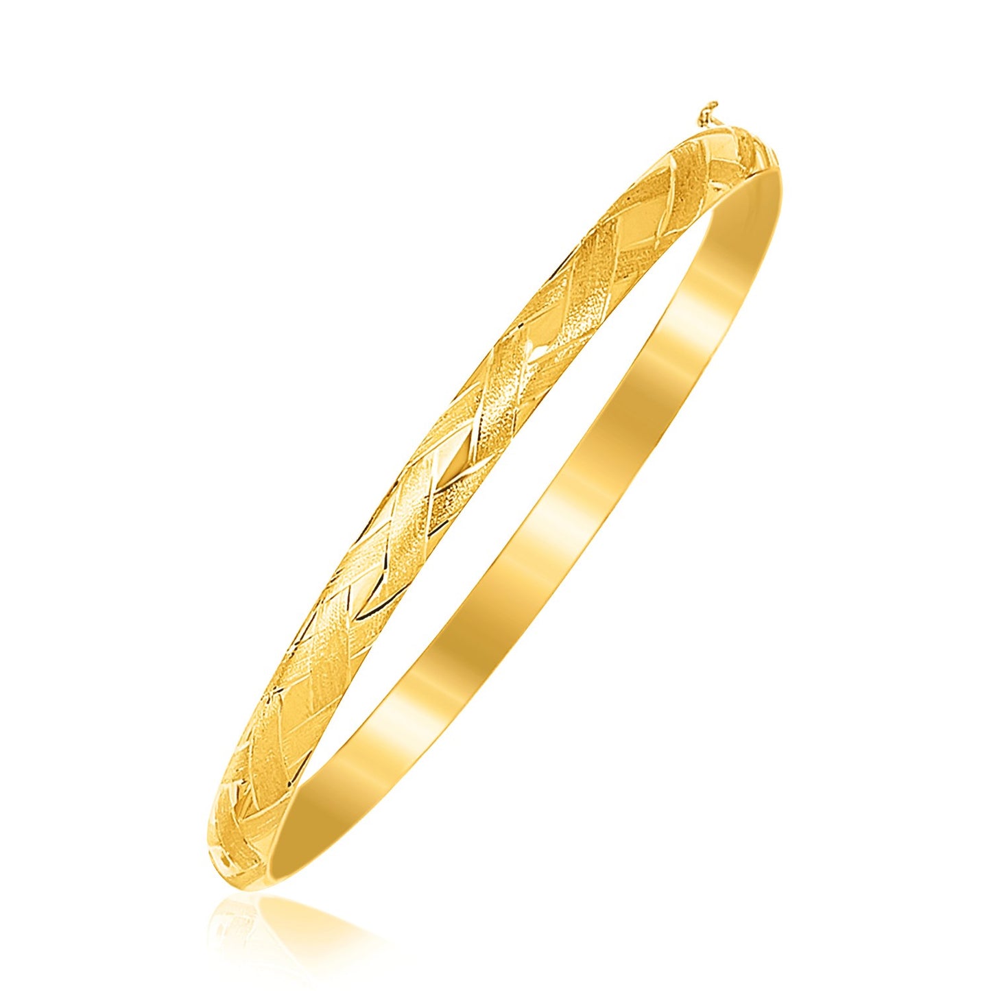 14k Yellow Gold Children's Bangle with Diamond Cuts