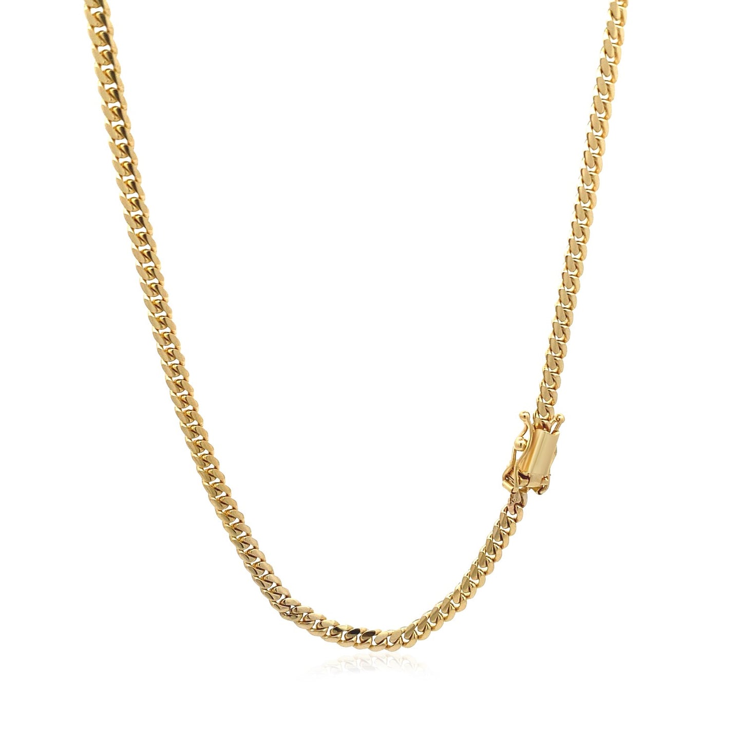 3.2mm 14k Yellow Gold Classic Solid Miami Cuban Chain