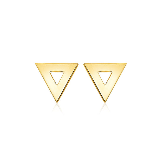 14k Yellow Gold Polished Open Triangle Post Earrings