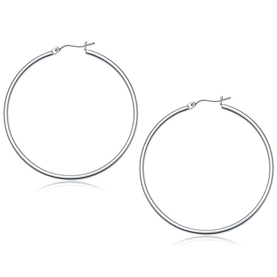 10k White Gold Polished Hoop Earrings (50 mm)