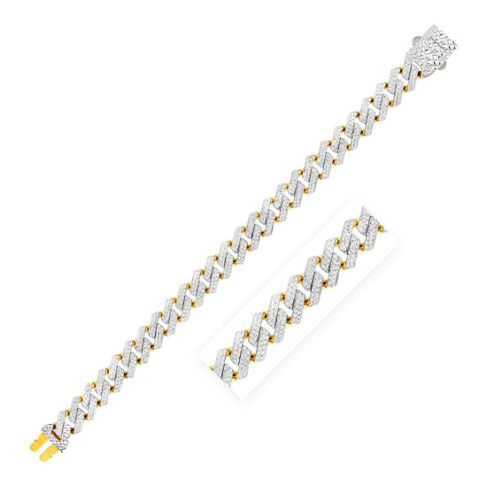 Modern Lite Edge Chain with White Pave in 14k Two Tone Gold (11.5mm)