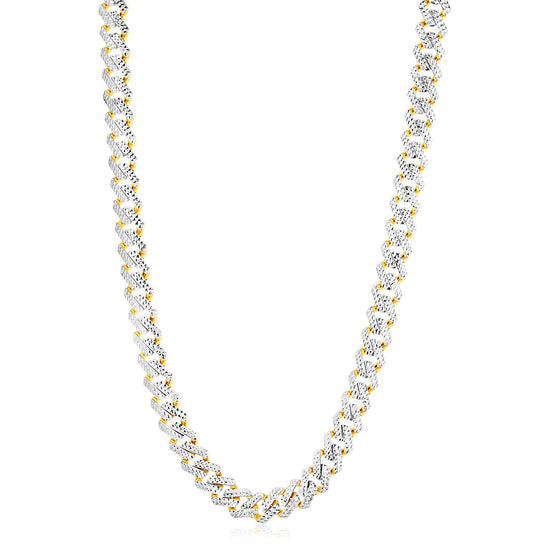 Modern Lite Edge Chain with White Pave in 14k Two Tone Gold (11.5mm)