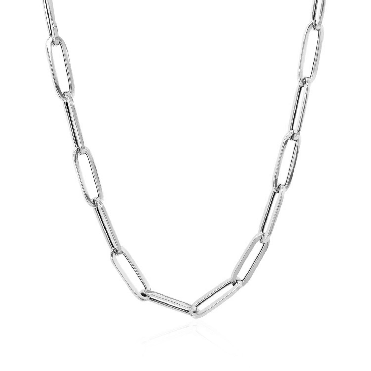 14k White Gold Bold Paperclip Chain (4.2 mm)