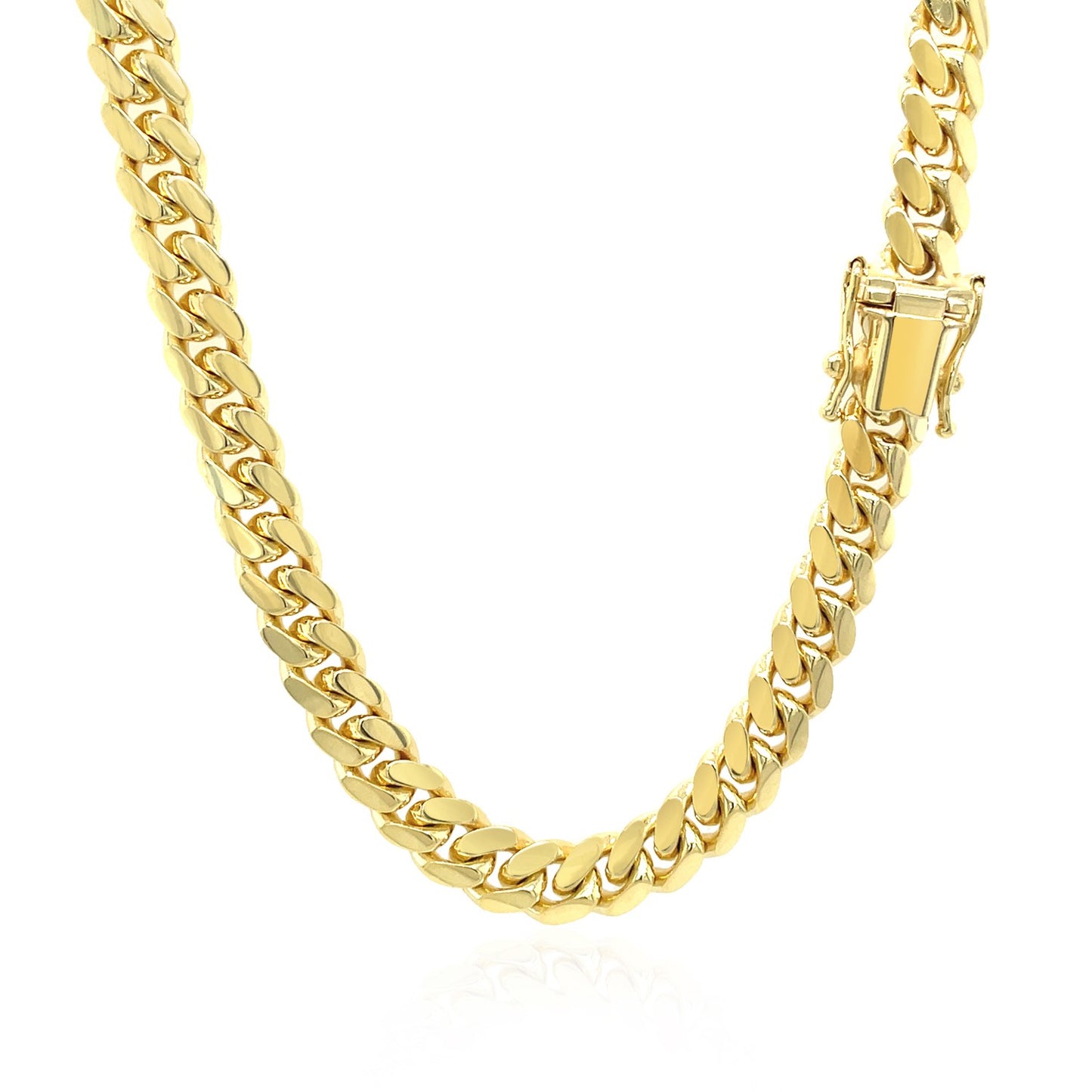 6.1mm 10k Yellow Gold Classic Miami Cuban Solid Chain