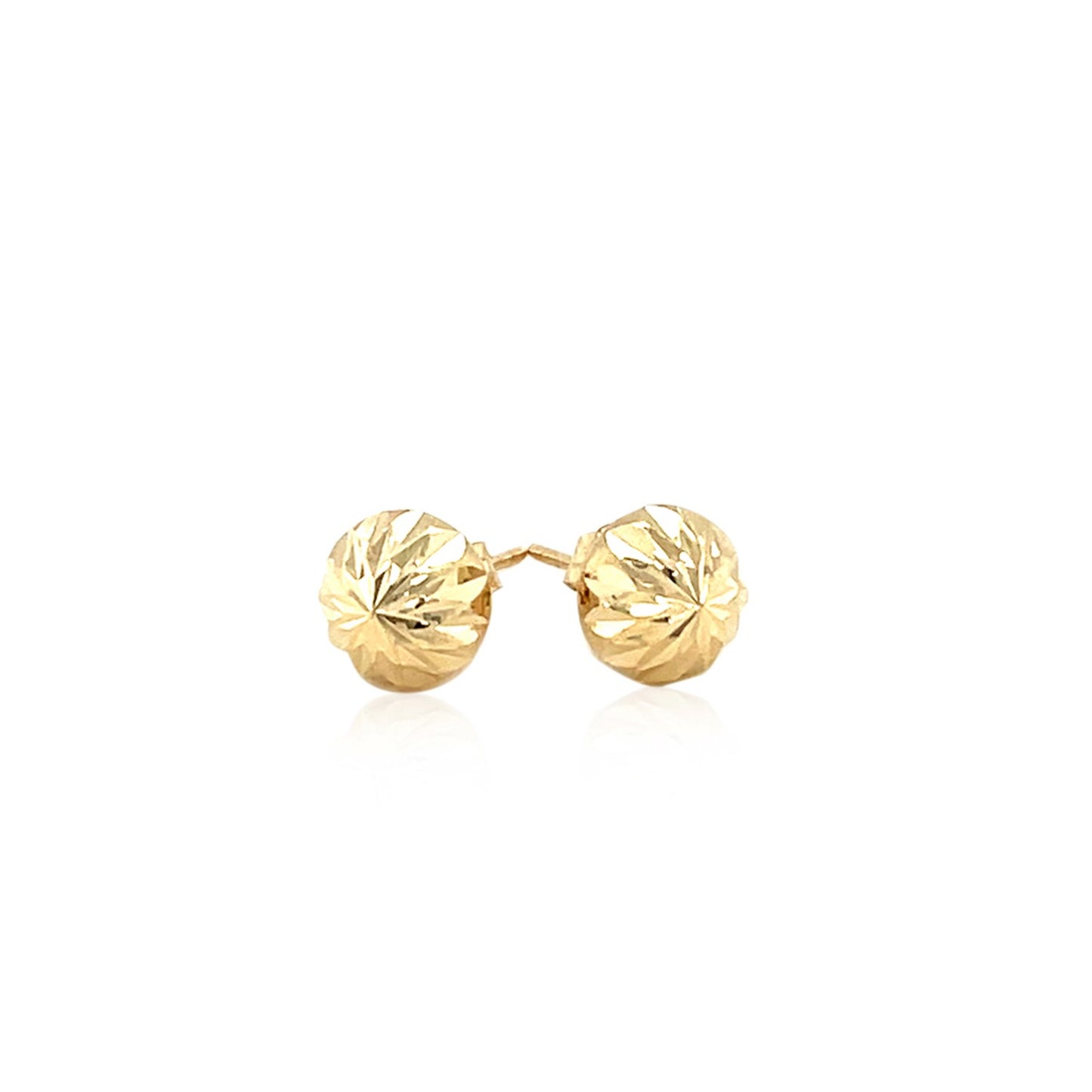 14k Yellow Gold Textured Flat Style Stud Earrings