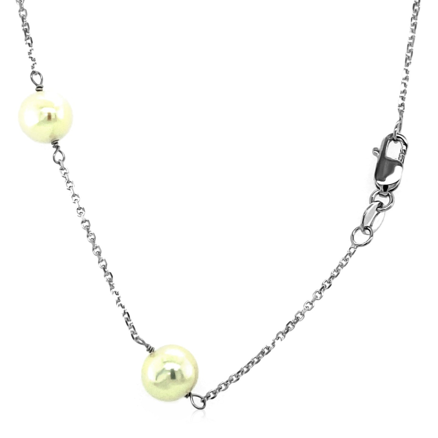 14k White Gold Necklace with White Pearls