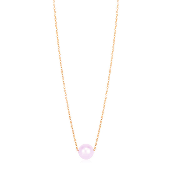 14k Rose Gold Pearl Solitaire Necklace