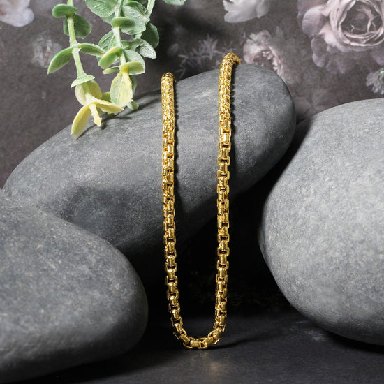 3.4mm 14k Yellow Gold Round Box Chain