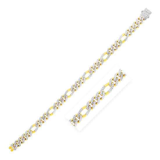 Modern Lite Figaro with White Pave Chain in 14K Yellow Gold (8.0mm)