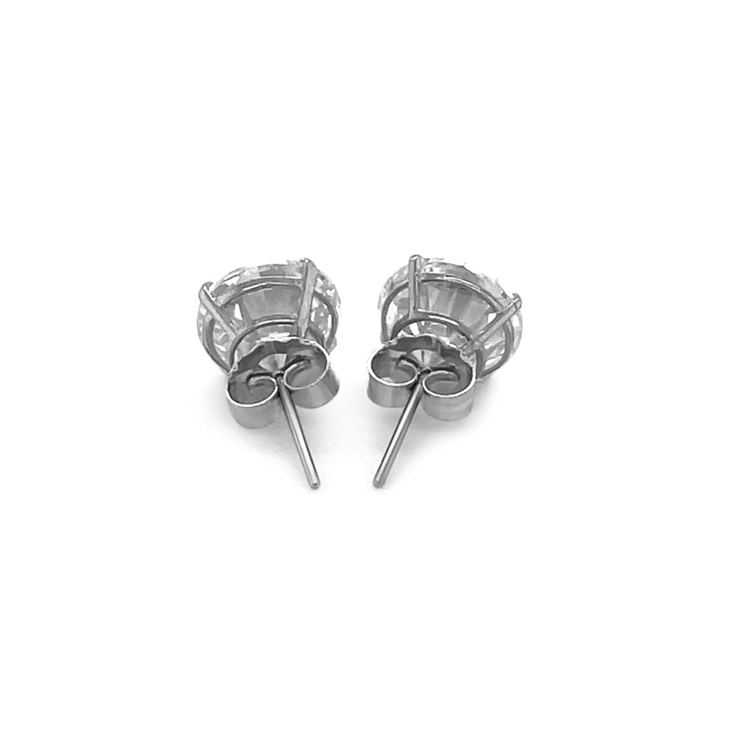 14k White Gold 8.0mm Round CZ Stud Earrings