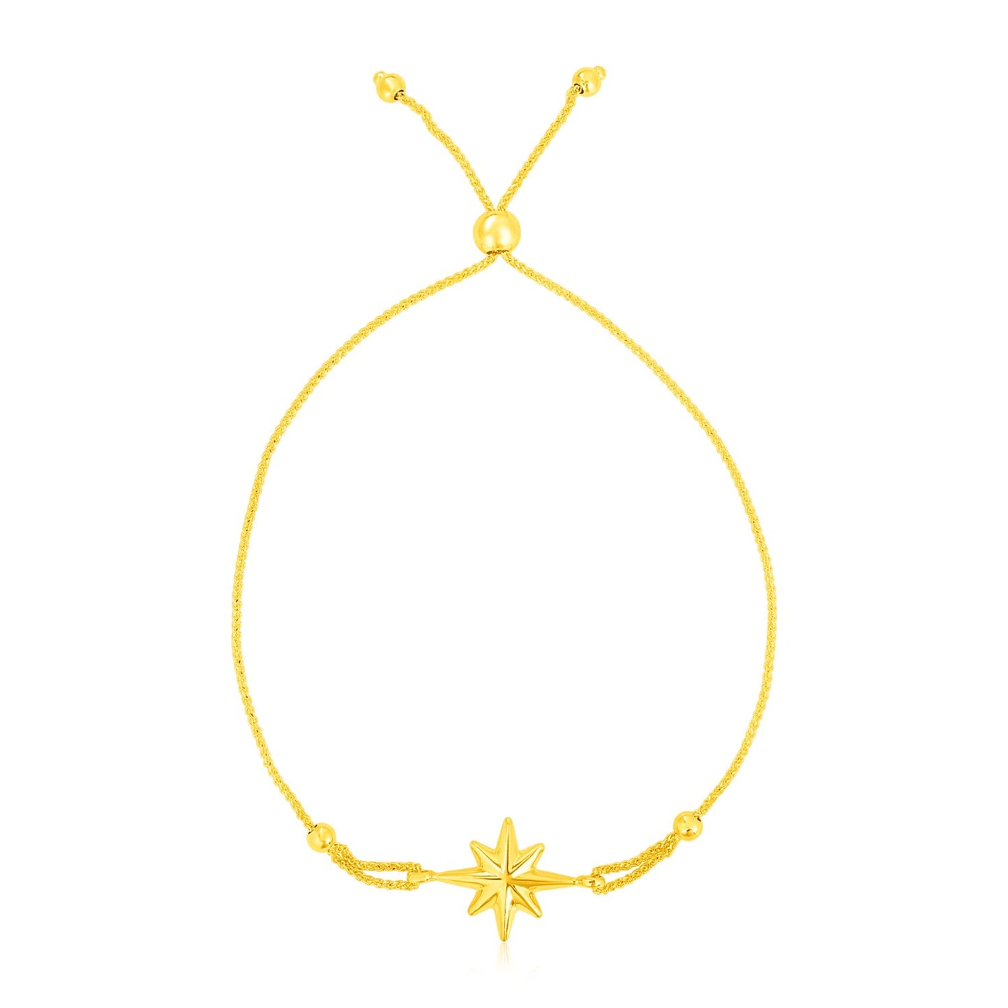 14k Yellow Gold Adjustable Bracelet with Star