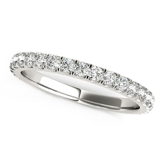 14k White Gold Round Pave Setting Diamond Wedding Band (3/8 cttw)