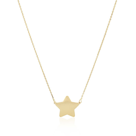 14k Yellow Gold Necklace with Five Pointed Star