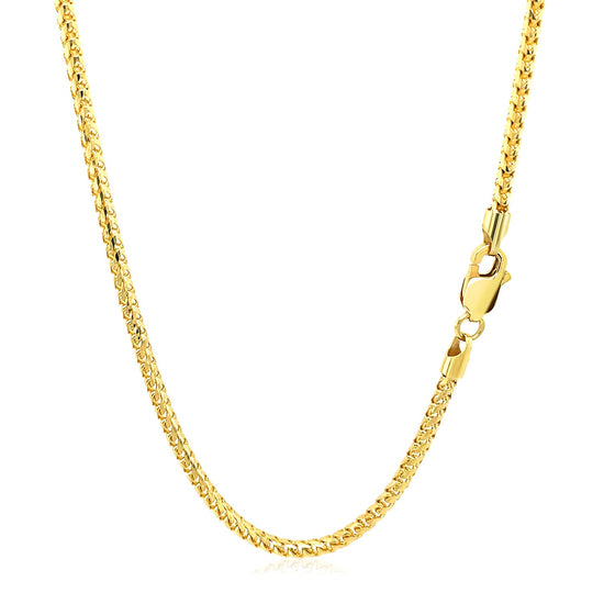 2.2mm 14k Yellow Solid Gold Diamond Cut Round Franco Chain