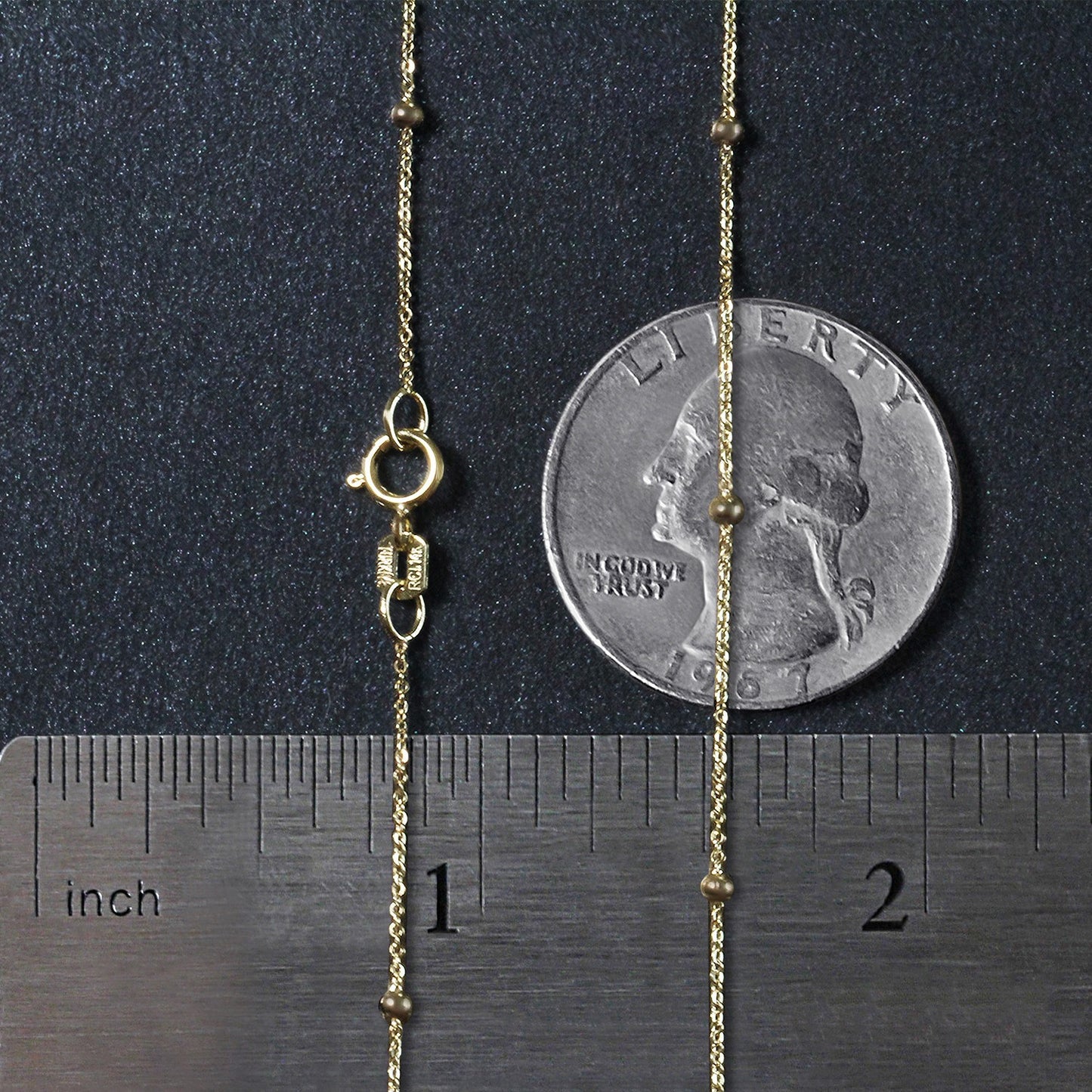 Bead Links Saturn Chain in 14k Yellow Gold (3.5mm)