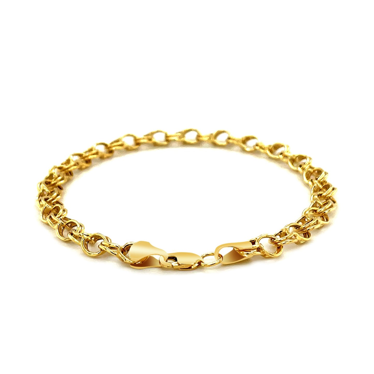 Double Interlocking Link Bracelet in 10k Yellow Gold