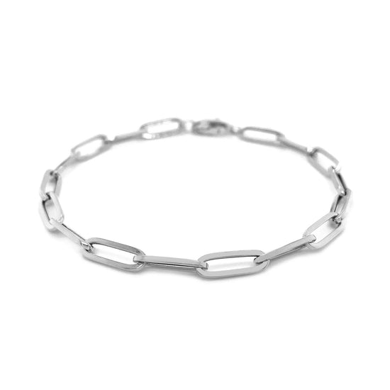 14K White Gold Bold Paperclip Chain Bracelet