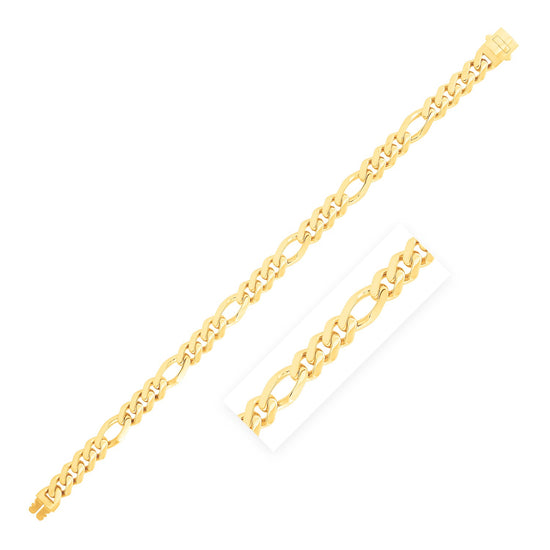 14k Yellow Gold Polished Modern Lite Figaro Chain Bracelet