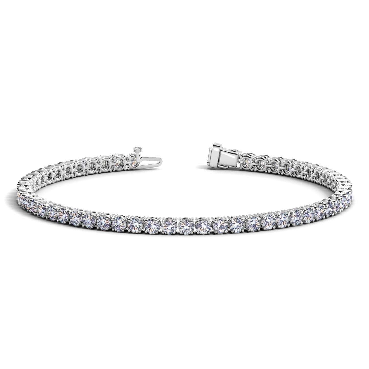 14k White Gold Round Diamond Tennis Bracelet (5 cttw)