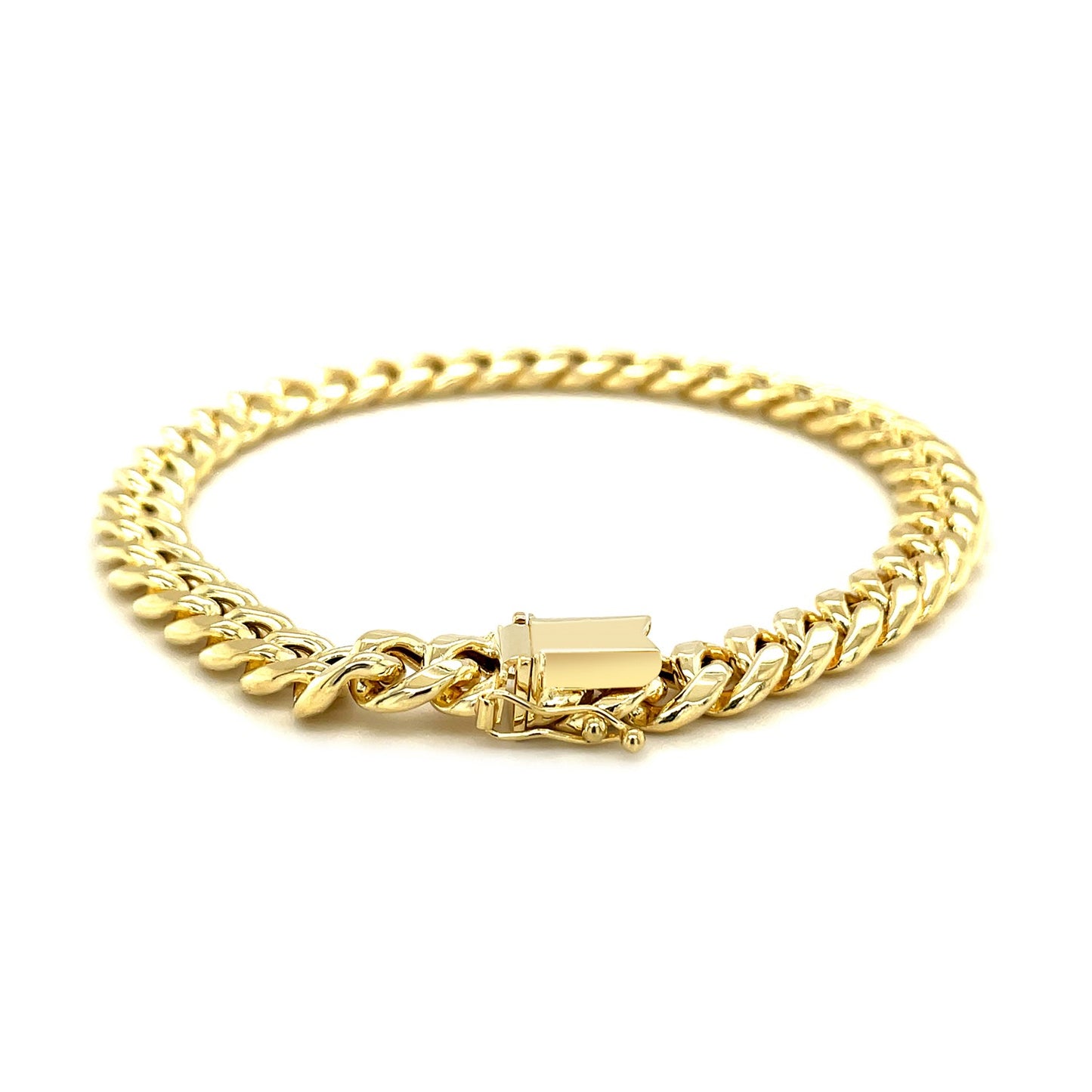 7.5mm 14k Yellow Gold Semi Solid Miami Cuban Bracelet