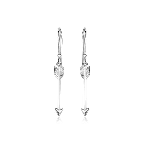 Sterling Silver Polished and Textured Arrow Earrings