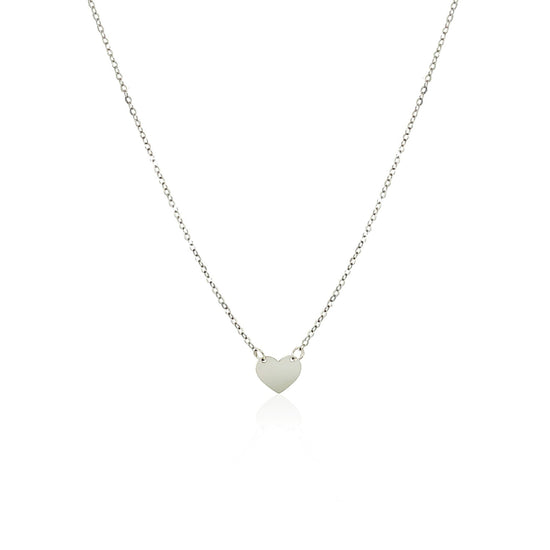 14k White Gold Polished Mini Heart Necklace