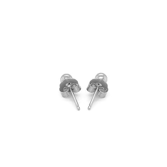 14k White Gold Spherical Stud Earrings (3.0 mm)