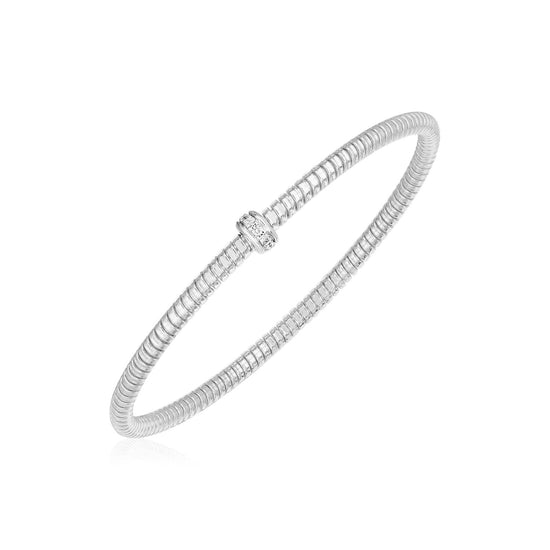 14k White Gold Stretch Bangle with Diamonds