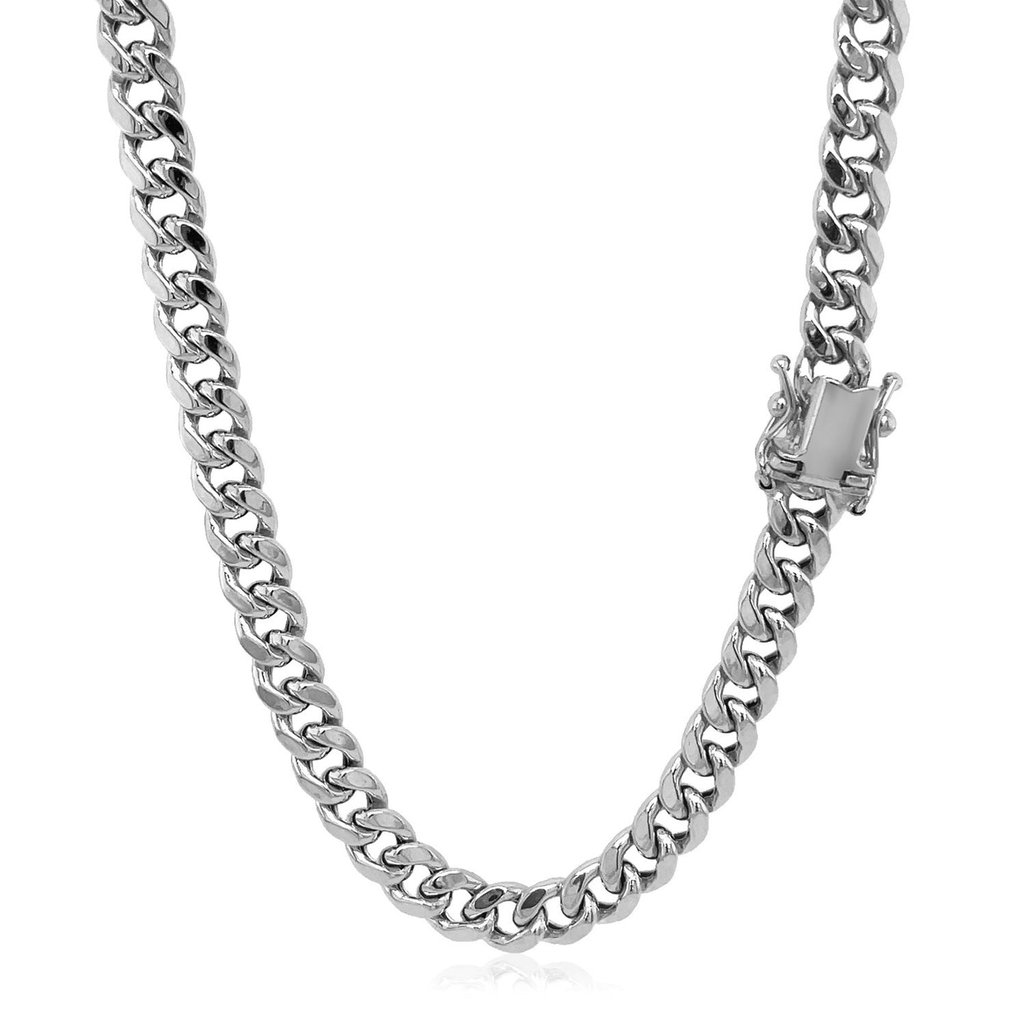 5.3mm 14k White Gold Miami Cuban Semi Solid Chain