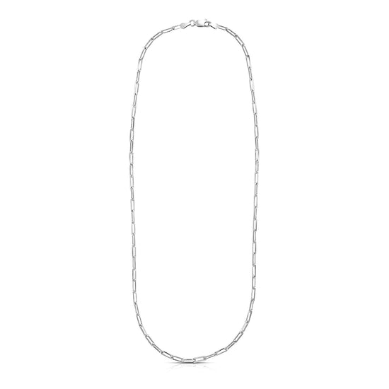 Sterling Silver Rhodium Plated Paperclip Chain (3.0 mm)