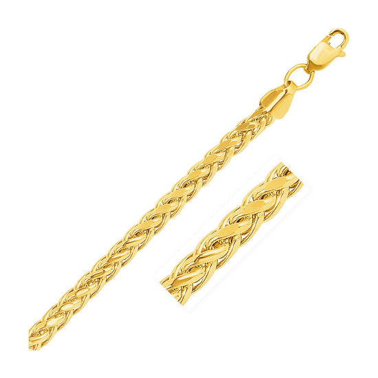 5.2mm 14k Yellow Gold Diamond Cut Round Franco Bracelet